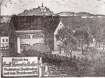 Gebäude des Ernst Florentin Keller nach dem Brand von 1851