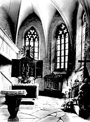 Schwarz-Weiß-Bild Inneneinrichtung Marienkirche