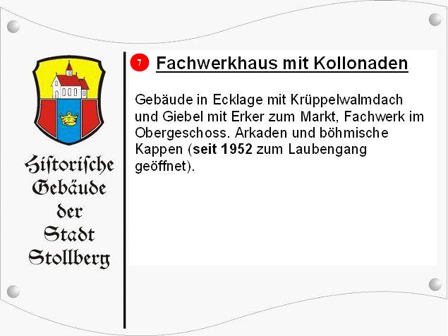 Fachwerkhaus mit Kollonaden Schild