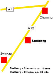 Autobahnkarte zu Stollberg A4 und A72