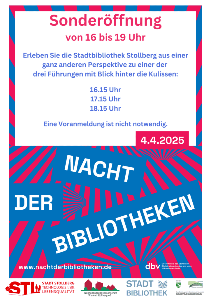 Veranstaltung "Nacht der Bibliotheken" am 04.04.2025 von 16 - 19 Uhr